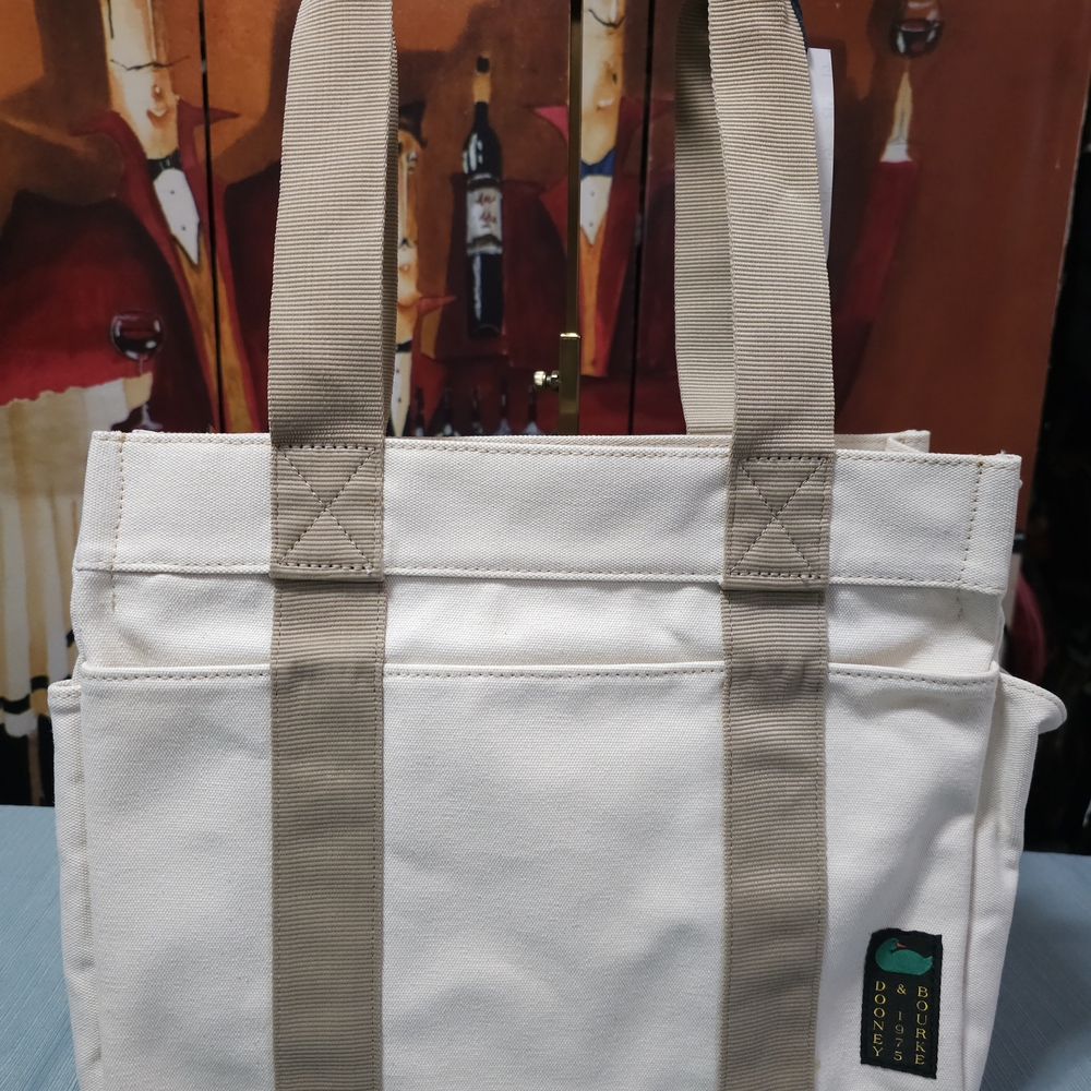 Dooney & Bourke Cream Tote with Tan Straps